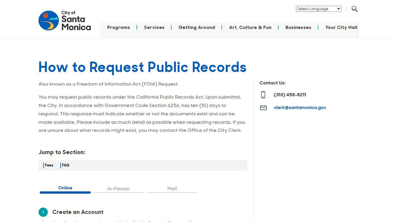 santamonica.gov - How to Request Public Records